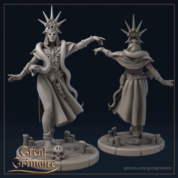 The Priestess with snake Dungeons and Dragons 28mm/32mm/38mm Mini RPG Tabletop Miniature DnD Painting Pathfinder 5e DnD - GG