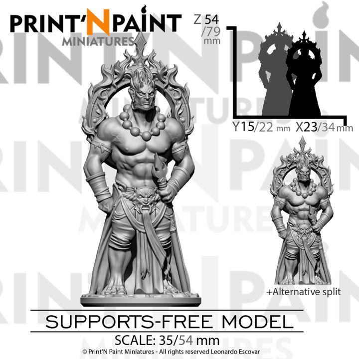 Asura Demon – Fantasy Fiend Miniature – 28mm 32mm 35mm Scale – Tabletop RPG Monster for DnD & Pathfinder – Gray PLA –PnP