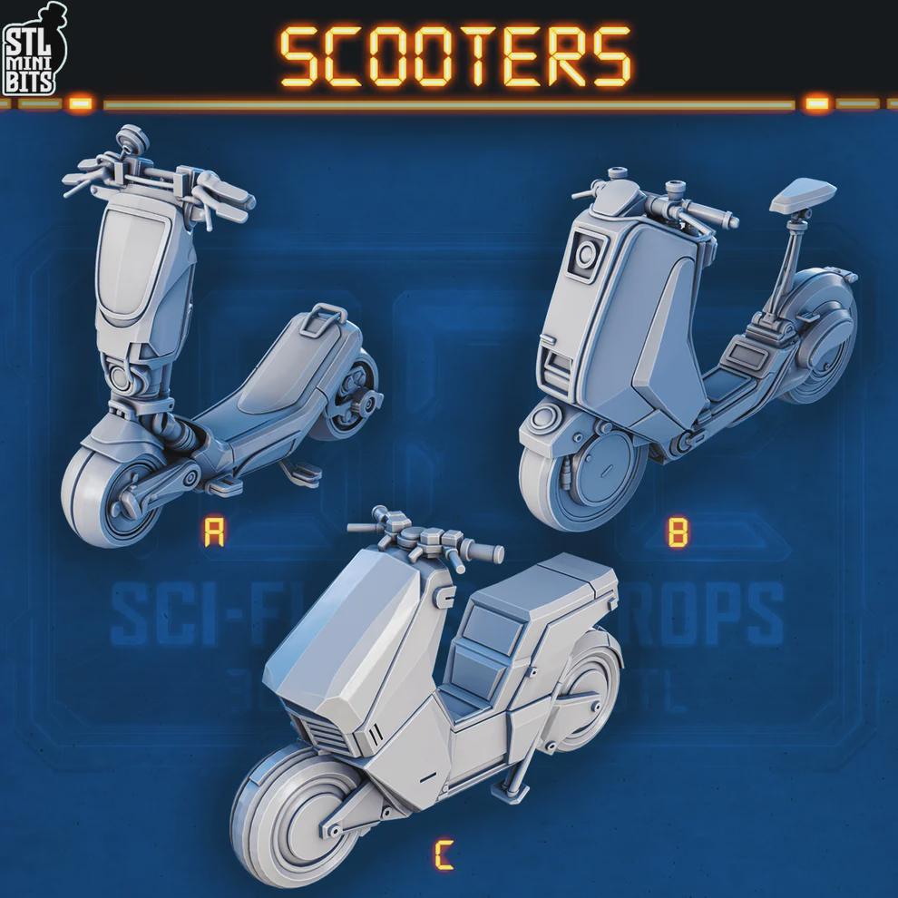 Sci-fi Scooters for Dungeons and Dragons 28mm/32mm Basing Bits DnD Scatter Terrain Scenery D&D TTRPG Mini Basing Material - STL