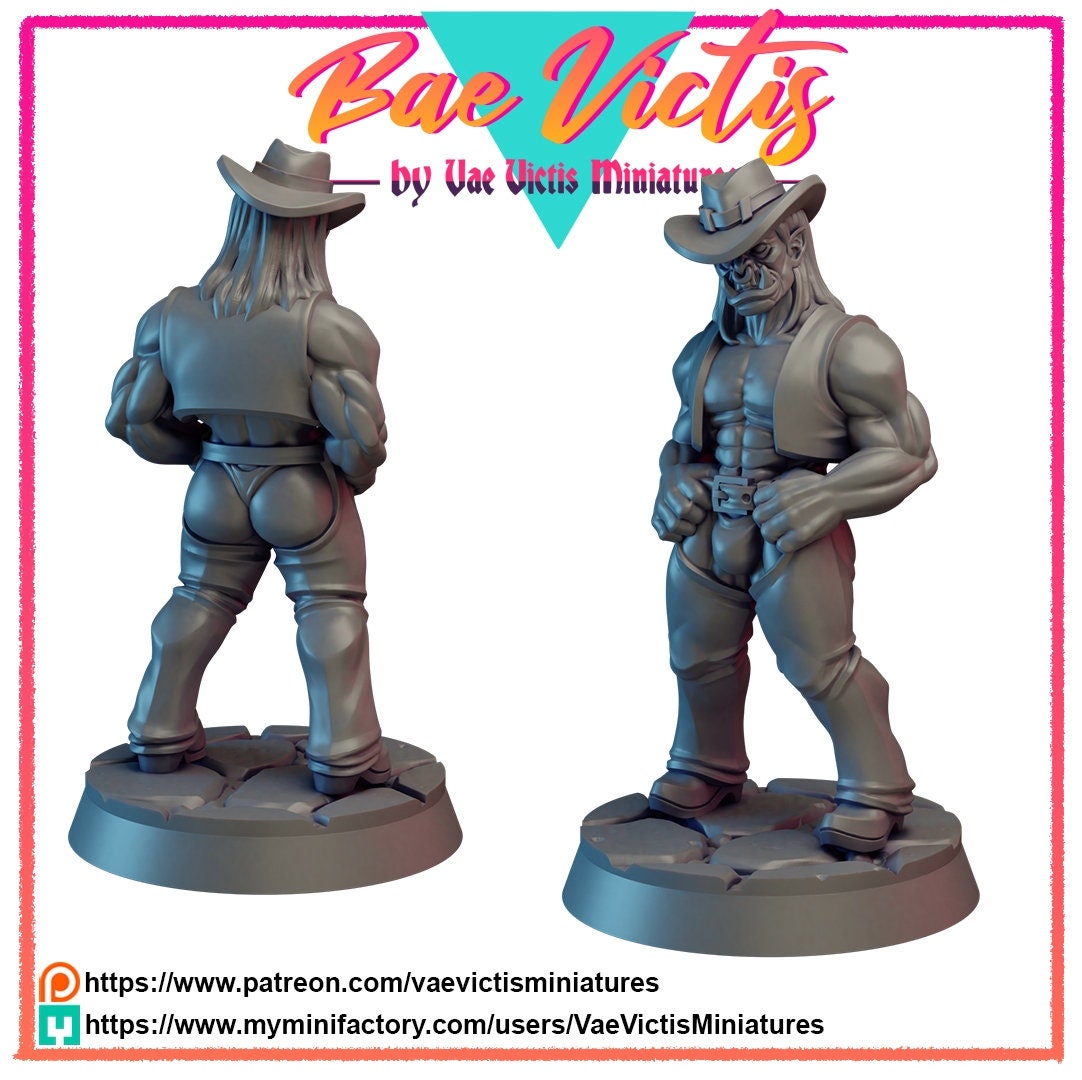 Orc Cowboy DnD Dungeons and Dragons 28mm 32mm Wild West Funny Gift for DM Bae Victis Orc Villager Miniature by Vae Victis Miniatures