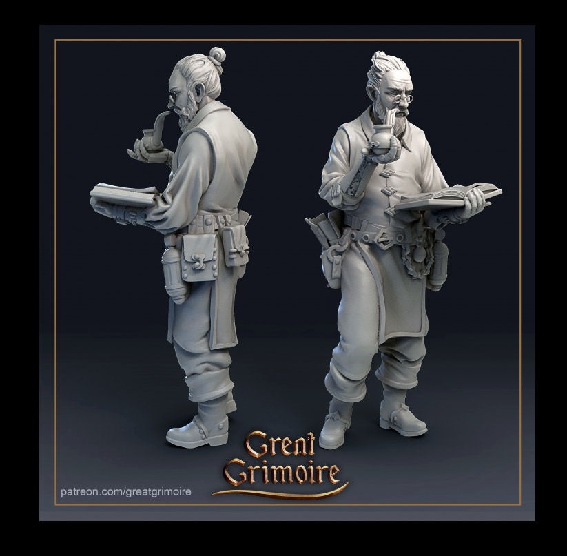 Professor smoking a cigar Miniature DnD Dungeons and Dragons 28mm/32mm TTRPG Wargame Classroom NPC Figurine RPG Tabletop Townsfolk Miniature