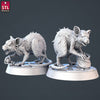 2pc Giant Rats DnD Dungeons and Dragons DnD Monster Tabletop RPG Miniatures 3D Printed Figures TTRPG Fantasy Rat Monsters 28mm/32mm