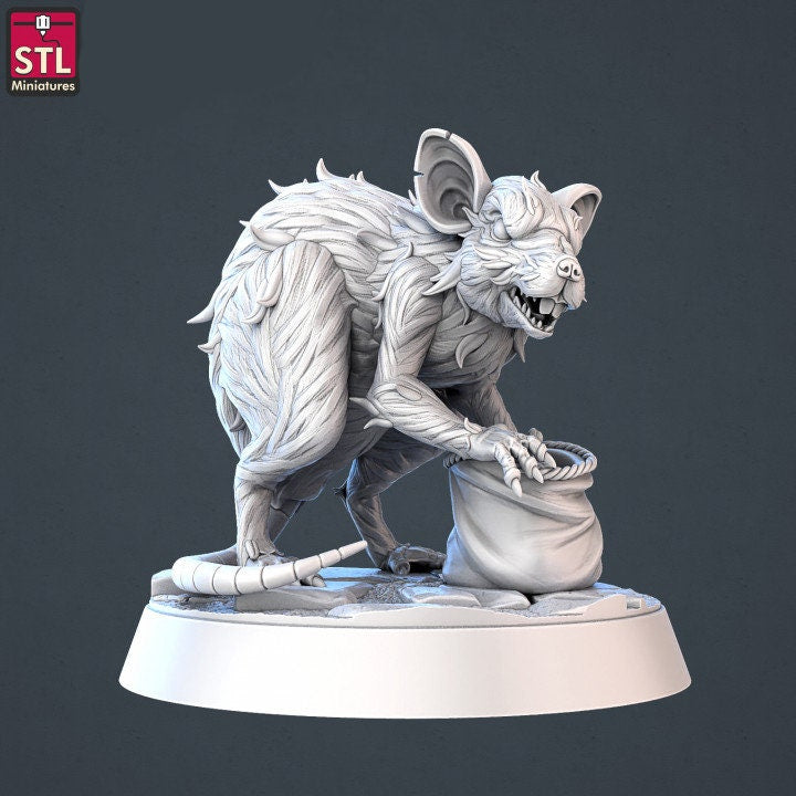 2pc Giant Rats DnD Dungeons and Dragons DnD Monster Tabletop RPG Miniatures 3D Printed Figures TTRPG Fantasy Rat Monsters 28mm/32mm