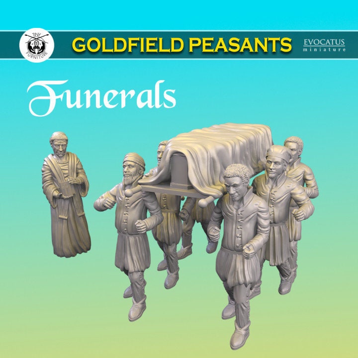 Funerals, Goldfield Peasants, DnD, Dungeons and Dragons, Tabletop RPG, Miniature, Scatter Terrain - Tiny Furniture