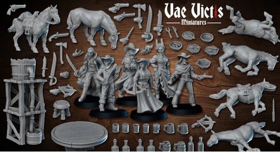 Western Classis Heroes, Cowboy Miniatures, Scatter Terrain 28mm 32mm, DnD, Dungeons and Dragons, Tabletop RPG, Scatter terrain Vae Victis