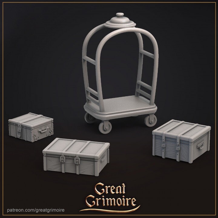 Undead Skeletons for DnD Dungeons and Dragons D&D 28mm 32mm DnD Scatter Terrain Skeleton Miniatures Cart and cases by Great Grimoire
