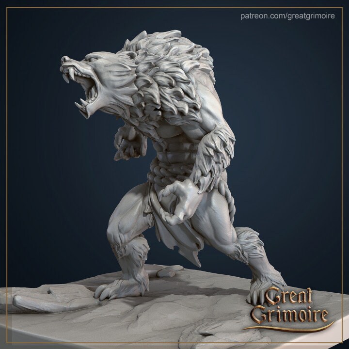 Werebear DnD Dungeons and Dragons 28mm/32mm Monster Figurine DnD Animal Bear Figurine Warrior Bear Fighter