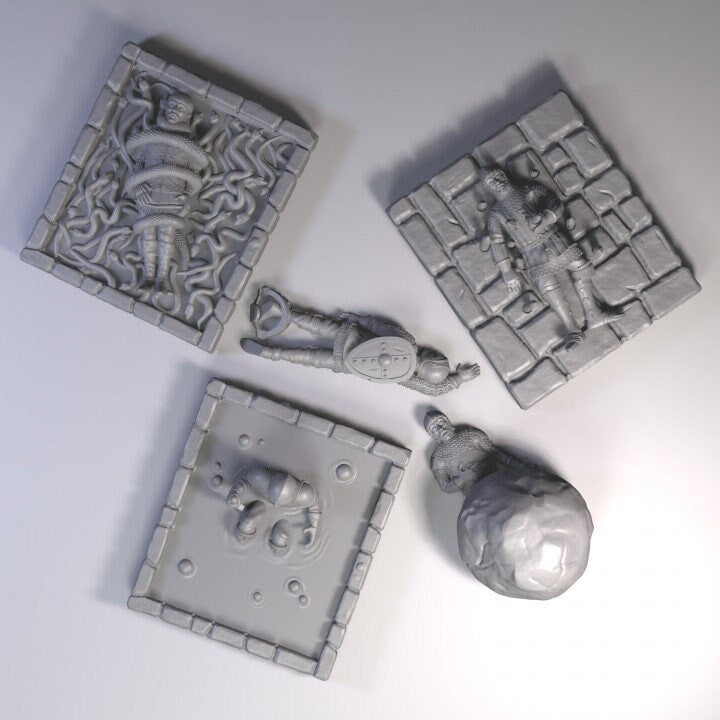 Trapped Victims, Traps DnD, Dungeons and Dragons, Slaves, Horror Diorama Miniatures, Casualty Marker Miniatures, Dungeons and Dragons, D&D