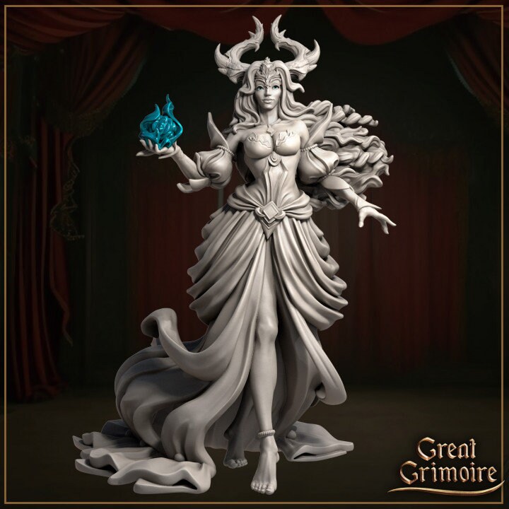 Magician NPC Fairy with Azure hair DnD Dungeons and Dragons 28mm/32mm TTRPG Fantasy Wargame Miniature Lady Figurine Fantasy Forest