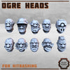 10pc Ogre Heads for kitbashing Ideal for TTRPGs, Warhammer 40K, D&D, and More in 28/32mm Scale