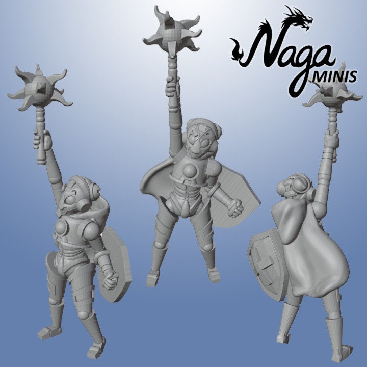 Warforged Cleric DnD Dungeons and Dragons 28mm or 32mm Scale Female Figurine DnD Masked Miniature TTRPG Warforged Wargame Miniatures