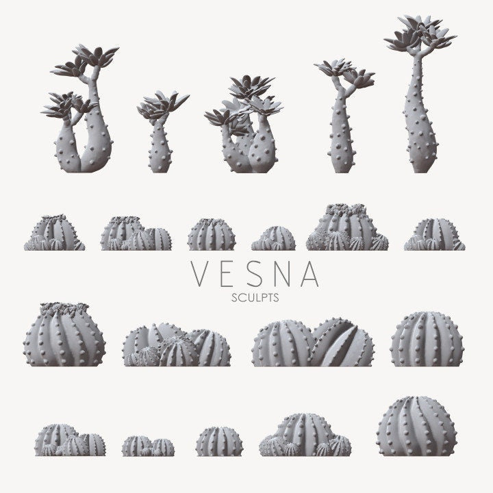 Small Cactus Basing Bits Set DnD Dungeons and Dragons Miniature Basing materials Succulents Miniature basing materials for dioramas or bases