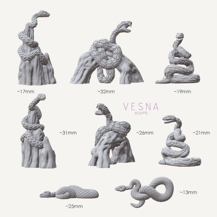 Snake Miniature Basing materials DnD Dungeons and Dragons Tabletop RPG Miniature Terrain DnD Scatter Snake Miniatures Diorama Desert Scatter