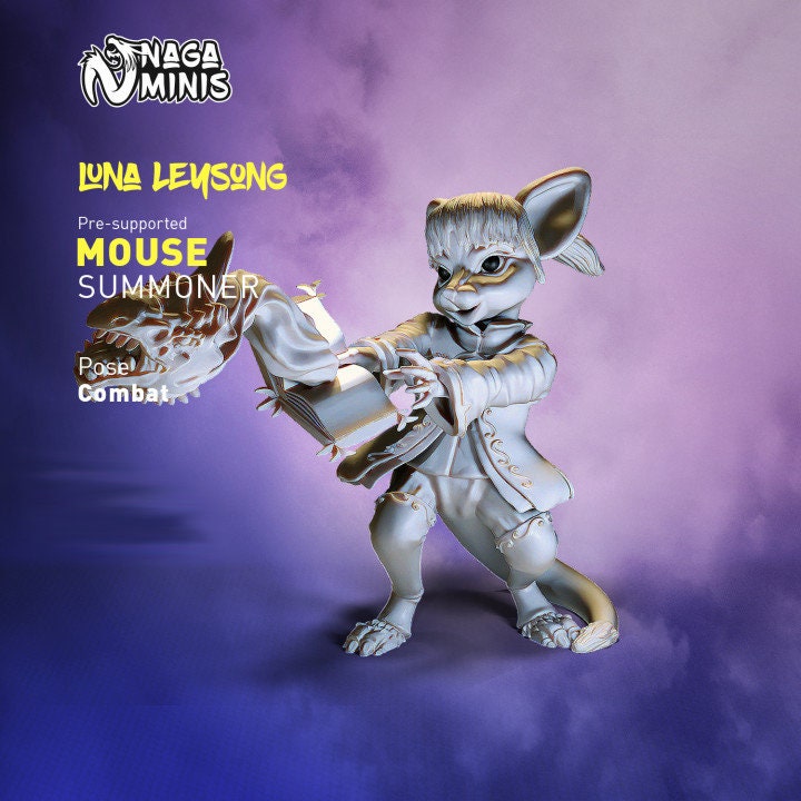 Mouse Folk Summoner DnD Dungeons and Dragons Tabletop RPG Miniature NPC 28mm/32mm Mouse Mage Summoner D&D Mouse folk Mage