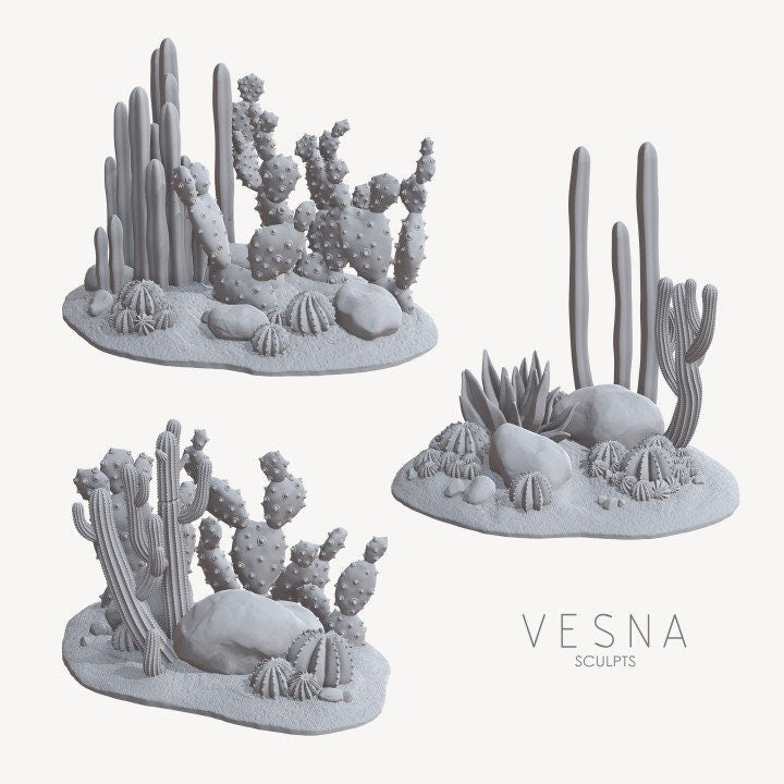Large Cacti DnD Dungeons and Dragons 28mm/32mm Desert Scatter Terrain Cactus Miniatures DnD Scenery Terrain Southwestern TTRPG Plants