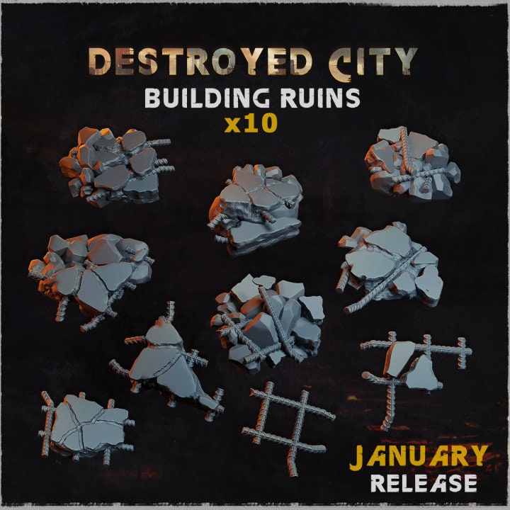 Building Ruins Basing Bits DnD Dungeons and Dragons 28mm/32mm Scale Wargame Scatter Terrain Basing Materials Old ruins Scifi City 40K