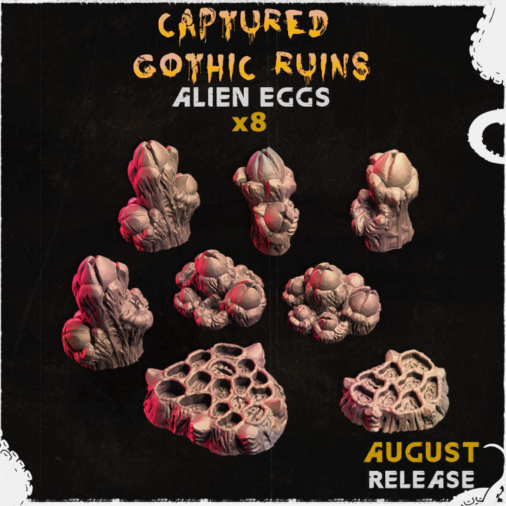 Pc8 Alien Eggs Captured Gothic Ruins 28mm/32mm Scale Scatter Terrain Basing Materials Warhammer40K Dungeons and Dragons Sci-fi Miniatures