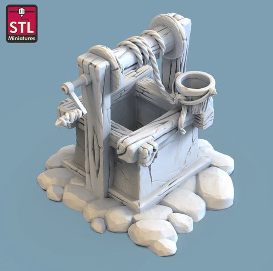 Water Well Miniature DnD Dungeons and Dragons 28mm/32mm TTRPG Wargame Scatter Terrain Village Diorama props Pathfinder Fantasy RPG