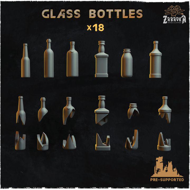 18pc Bottles Basing bits DnD Dungeons and Dragons 28mm/32mm TTRPG Wargame Scatter Terrain Fantasy Scenery Glass Bottles 3D Printed GreyZbW