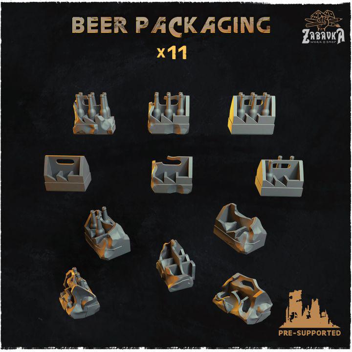 11pc Beer Packaging (Basing Bits 2.0) 28mm/32mm Post-apoc Fantasy Wargaming Basing Abandoned 40K Tavern Scenery Broken Glass Trash Scatter