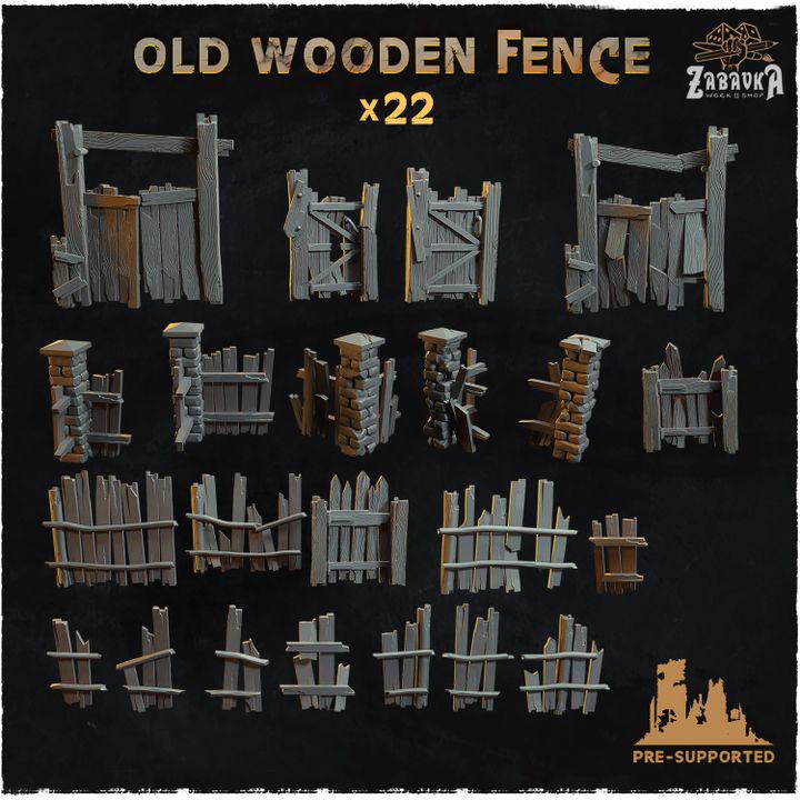 22pc Old Wooden Fence (Basing Bits 2.0) 28mm/32mm Fantasy Wargaming TTRPG Materials DnD Barrier Gate Miniatures Rustic ScatterZbW