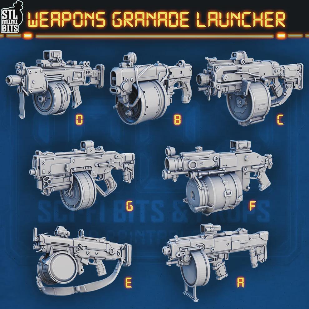 Sci-fi grenade launcher miniatures