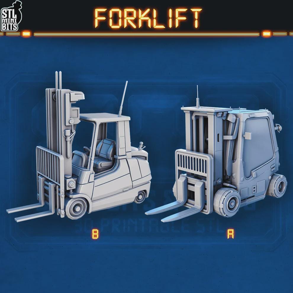 Sci-fi industrial forklift miniatures