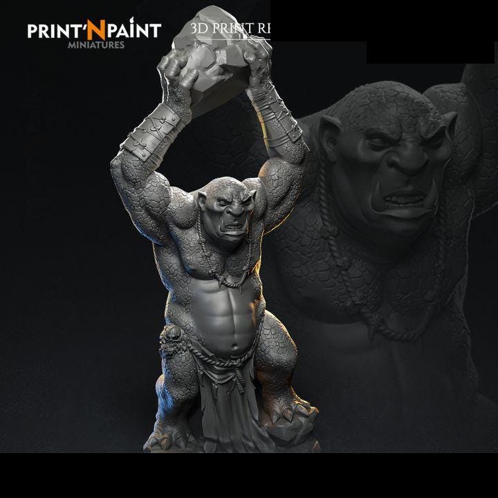 Cave Troll miniature by Print N Paint