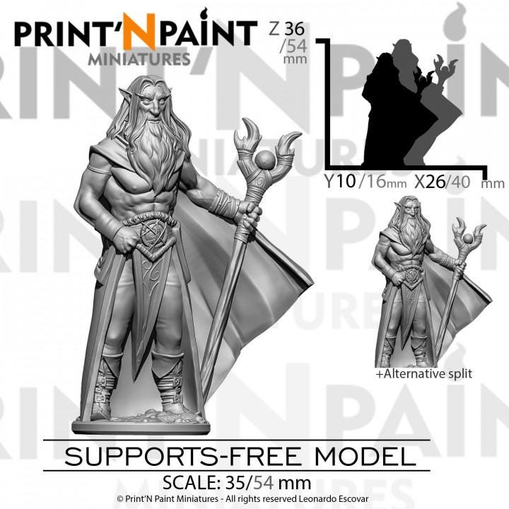 Hermit Mage Elf Miniature – Dungeons and Dragons RPG Tabletop Figure Pathfinder 5e –PnP