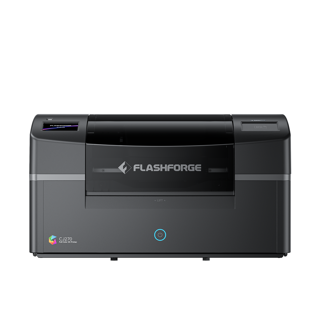 Flashforge promotional image showing the front of the CJ270 full-color 3D printer.