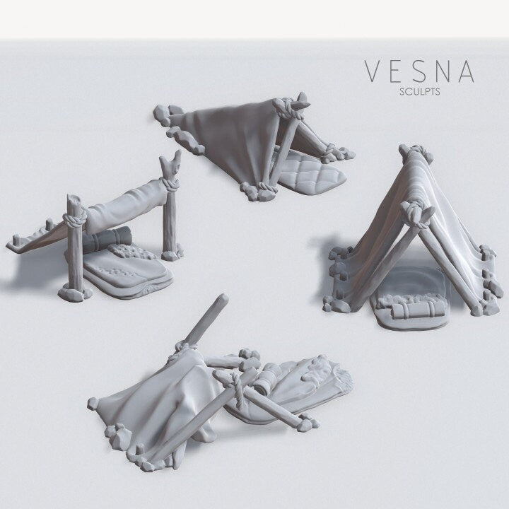 Digital render of Adventurer Camp Set terrain sculpted by Tiny Furniture