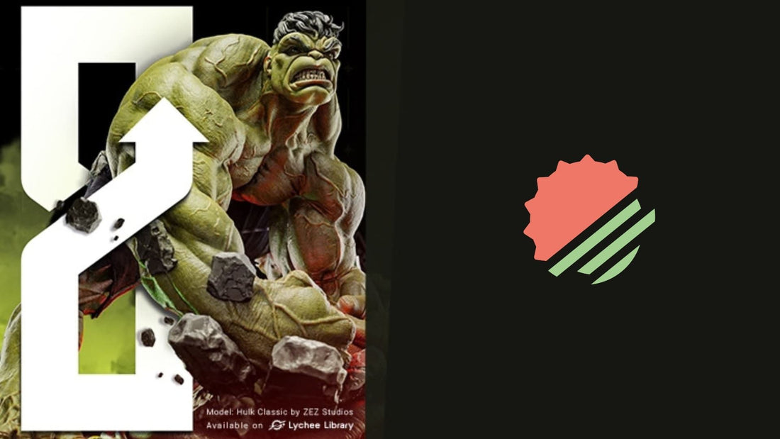 Official Lychee Slicer 8 release artwork with a creature model and Lychee logo