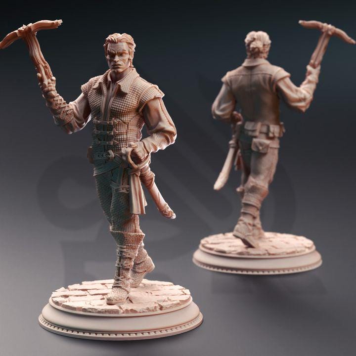 
3pc Bandit Swashbuckler Thugs DnD Dungeons and Dragons 28mm/32mm TTRPG Wargame Miniature DnD 5e Pathfinder Cartel Enforcers Human Fighters