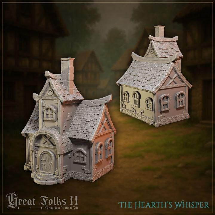 
Tranquil Retreat Building Miniature for Dungeons and Dragons 28mm/32mm TTRPG Miniature Village Building PLA Material - GG
