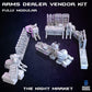 
The Arms Dealer Store 28mm/32mm Weapons Merchant TTRPG Wargame Terrain Kit Night Market Collection Basing bits Scifi Gun Shop Scenery