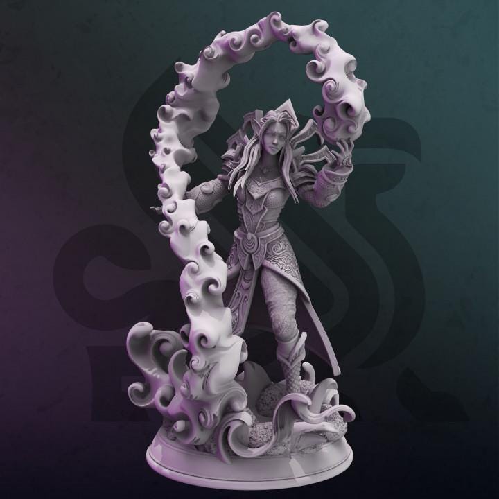 
High Elf Sorceress Miniature DnD Dungeons and Dragons Mini RPG Figurine Tabletop Miniature Elf 5e DnD Pathfinder Female Wizard Spell Mini