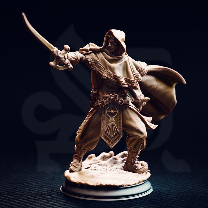 
Desert Mercenary - Elwahid Dungeons and Dragons 28mm/32mm/38mm Mini RPG Tabletop Miniature DnD Painting Pathfinder 5e DnD - DmS