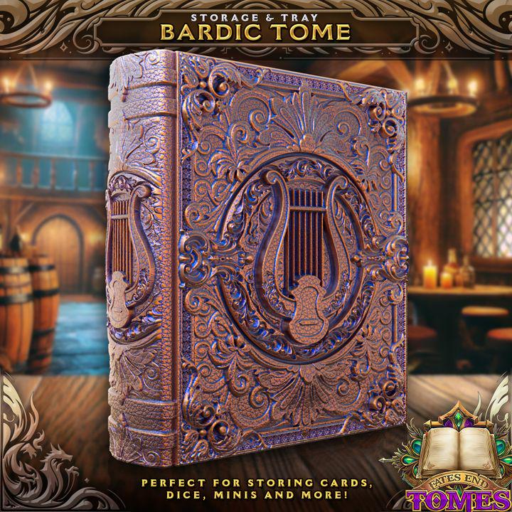 
Bard Tome Dice Vault – Slide-Out Tray for Dice, Cards, Minis – DnD Spellbook Prop – RPG Storage for Musical & Charismatic Bards, FatesEnd