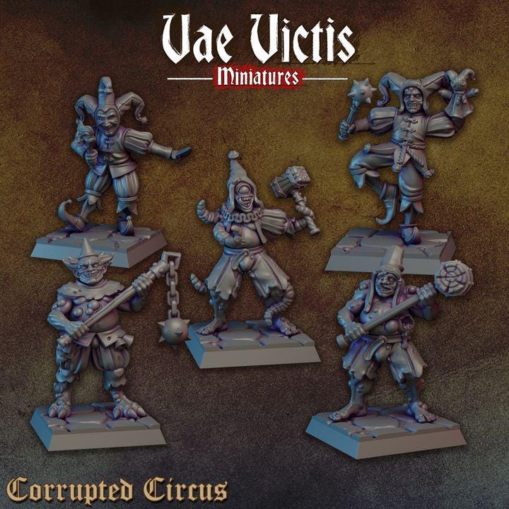 
5 Pc Corrupted Circus Miniatures DnD