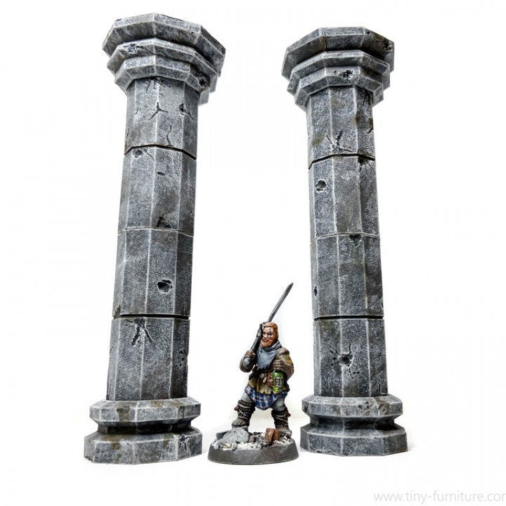 
Stone Columns DnD Dungeons and Dragons Scatter Terrain Miniatures Wargame RPG Stone Pillars 40K Battleground Miniatures