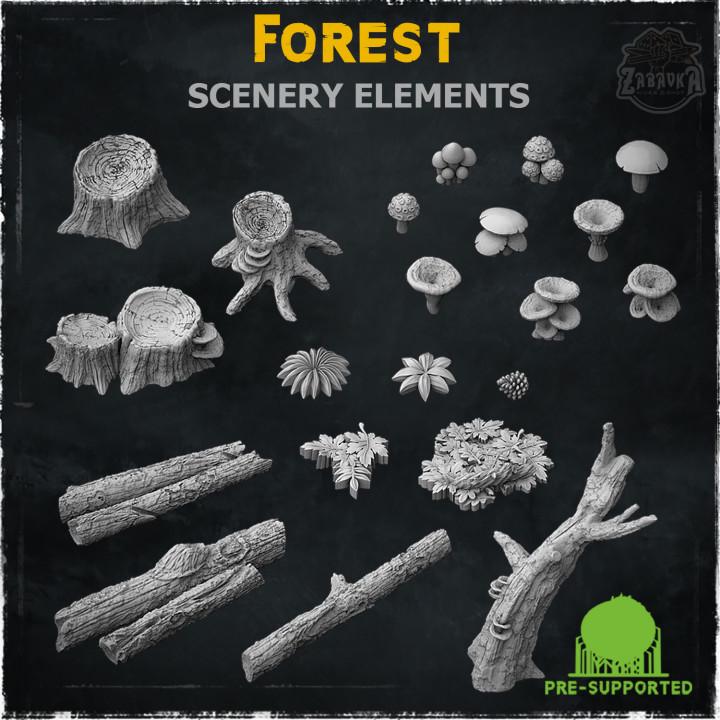 
21pc Forest Scenery Elements 28mm/32mm Scale Fantasy Wargaming Botanical Scatter Enchanted Forest Miniatures Woodland Mushroom ElementsZbW