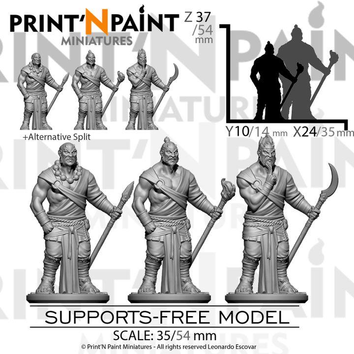 
3pc Evil Monks – Fantasy Cultist Miniature Set – 28mm 32mm 35mm Scale – Tabletop RPG Figures for DnD & Pathfinder – Gray PLA –PnP