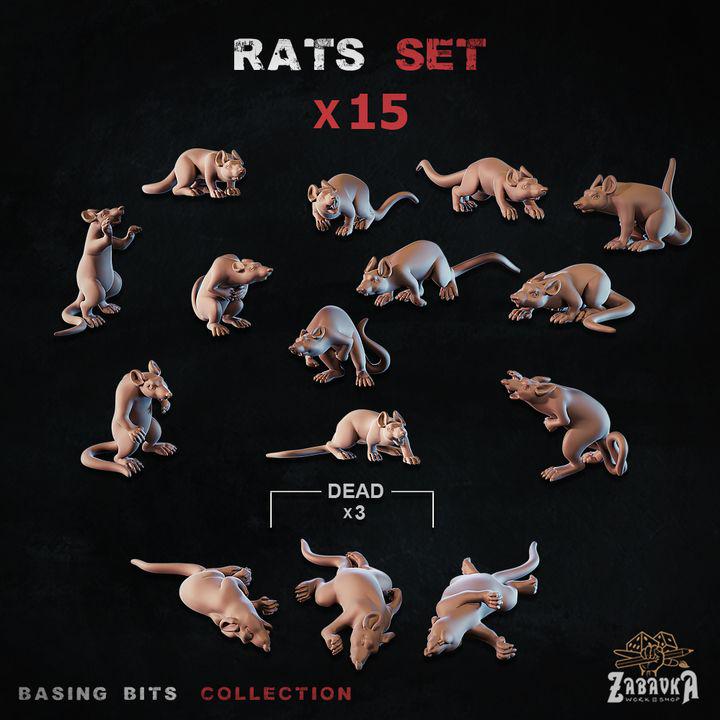 
15pc Tiny Rat Miniatures DnD Dungeons and Dragons Basing Bits RPG Scatter DnD Rat Monster Pathfinder 5e DnD Sewer Rat Scenery Alive and Dead