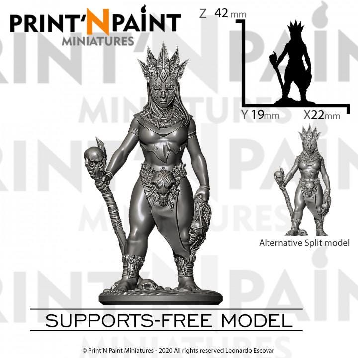 
Tribal Ritualist Miniature – Dungeons and Dragons DnD 5e Pathfinder RPG Tabletop Fantasy Figure –PnP