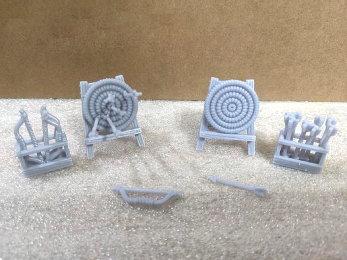 
Miniature Bow and Arrow Set, Range, Target Miniature Weapons 28mm 32mm Scale for DnD Dungeons and Dragons TTRPG Wargame Scatter Terrain