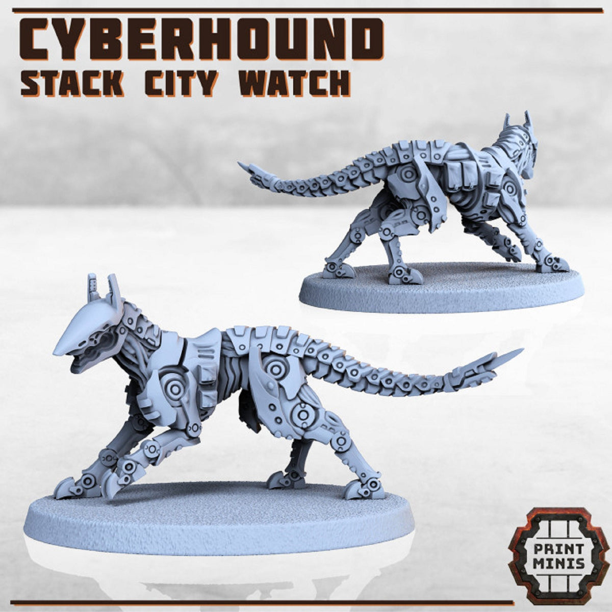 
3pc Cyberhound Miniature Set, Grimdark 40K, Dieselpunk, 28mm Sci Fi, Dog Mini, Cyberpunk, , DnD Dog Miniature by Print Minis
