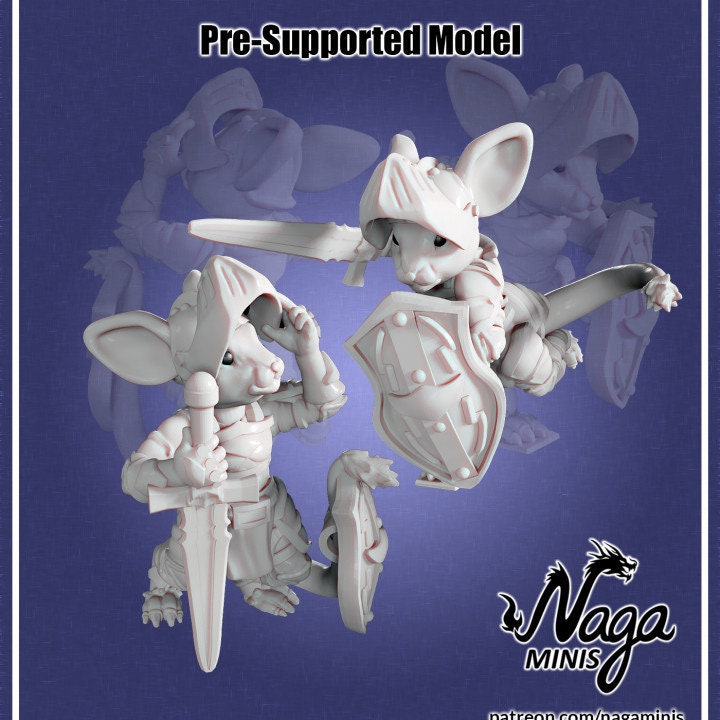 
Mousefolk Knight Miniatures for D&D Tabletop RPG Dungeons and Dragons Figurines 28mm 32mm Ideal for Dioramas Mouse Warrior Paladin