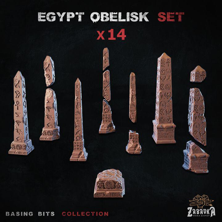 
14pc Egypt Obelisk Set for Dungeons and Dragons 28mm/32mm Basing Bits DnD Scatter Terrain Scenery D&D TTRPG Mini Basing Material - ZbW