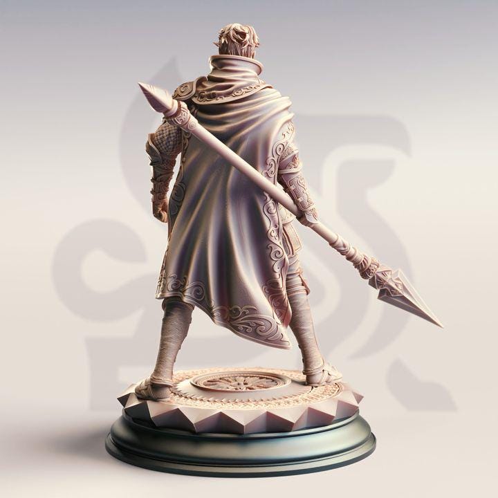 
Human Spear Master Dungeons and Dragons 28mm/32mm/38mm Mini RPG Tabletop Miniature DnD Painting Pathfinder 5e DnD Korthis - DmS