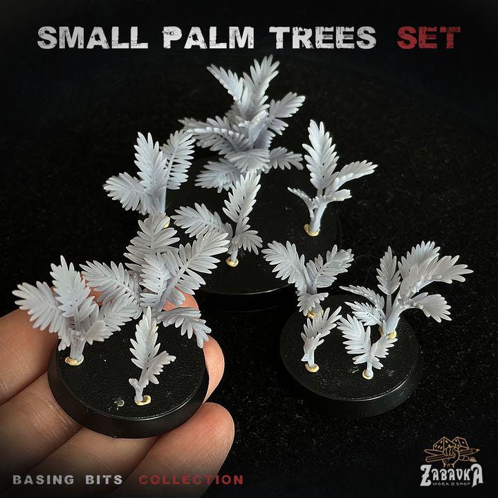 
15pc Palm Trees - Basing Bits (Plants) 28mm/32mm Fantasy Battlefield Basing Tropical Jungle Scenery Elements TTRPG Forest Garden ScatterZbW